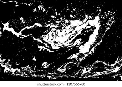 Black and white liquid texture. Hand drawn marbling illustration. Abstract vector background. Monochrome marble pattern.
