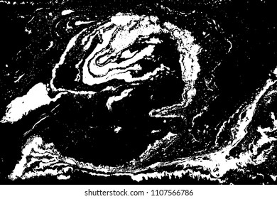 Black and white liquid texture. Hand drawn marbling illustration. Abstract vector background. Monochrome marble pattern.