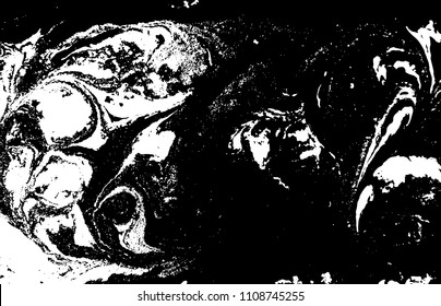 Black and white liquid texture. Hand drawn marbling illustration. Abstract vector background. Monochrome marble pattern.