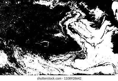 Black and white liquid texture. Hand drawn marbling illustration. Abstract vector background. Monochrome marble pattern.