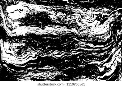 Black and white liquid texture. Hand drawn marbling illustration. Abstract vector background. Monochrome marble pattern.