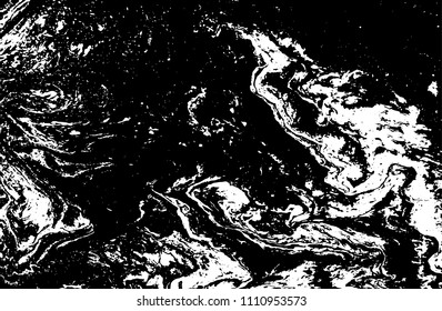 Black and white liquid texture. Hand drawn marbling illustration. Abstract vector background. Monochrome marble pattern.