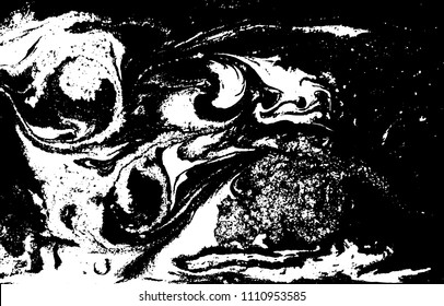 Black and white liquid texture. Hand drawn marbling illustration. Abstract vector background. Monochrome marble pattern.
