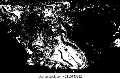 Black and white liquid texture. Hand drawn marbling illustration. Abstract vector background. Monochrome marble pattern.