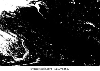 Black and white liquid texture. Hand drawn marbling illustration. Abstract vector background. Monochrome marble pattern.