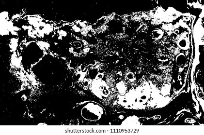 Black and white liquid texture. Hand drawn marbling illustration. Abstract vector background. Monochrome marble pattern.