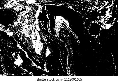 Black and white liquid texture. Hand drawn marbling illustration. Abstract vector background. Monochrome marble pattern.