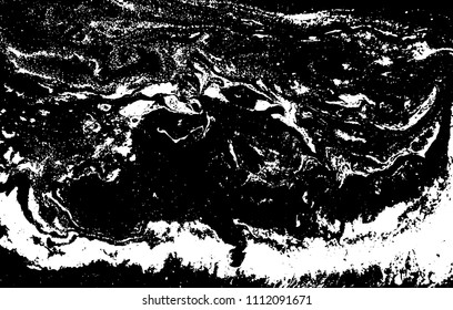 Black and white liquid texture. Hand drawn marbling illustration. Abstract vector background. Monochrome marble pattern.