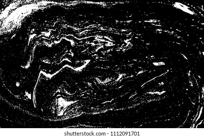 Black and white liquid texture. Hand drawn marbling illustration. Abstract vector background. Monochrome marble pattern.