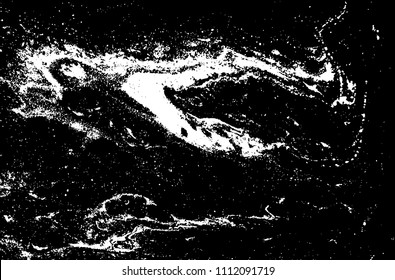 Black and white liquid texture. Hand drawn marbling illustration. Abstract vector background. Monochrome marble pattern.