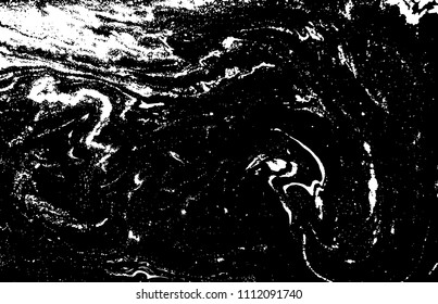 Black and white liquid texture. Hand drawn marbling illustration. Abstract vector background. Monochrome marble pattern.