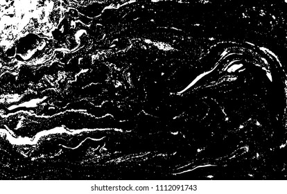 Black and white liquid texture. Hand drawn marbling illustration. Abstract vector background. Monochrome marble pattern.