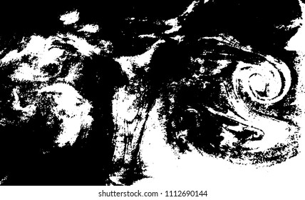 Black and white liquid texture. Hand drawn marbling illustration. Abstract vector background. Monochrome marble pattern.