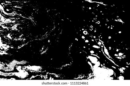 Black and white liquid texture. Hand drawn marbling illustration. Abstract vector background. Monochrome marble pattern.