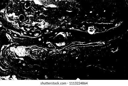 Black and white liquid texture. Hand drawn marbling illustration. Abstract vector background. Monochrome marble pattern.