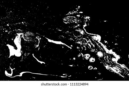 Black and white liquid texture. Hand drawn marbling illustration. Abstract vector background. Monochrome marble pattern.