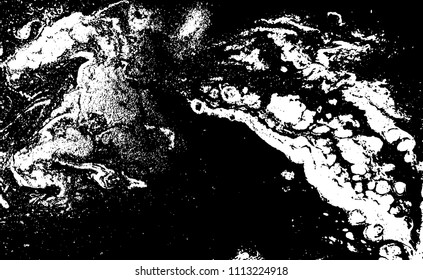 Black and white liquid texture. Hand drawn marbling illustration. Abstract vector background. Monochrome marble pattern.