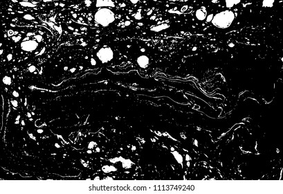 Black and white liquid texture. Hand drawn marbling illustration. Abstract vector background. Monochrome marble pattern.