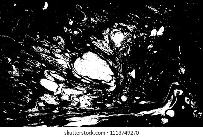 Black and white liquid texture. Hand drawn marbling illustration. Abstract vector background. Monochrome marble pattern.