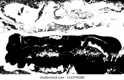 Black and white liquid texture. Hand drawn marbling illustration. Abstract vector background. Monochrome marble pattern.