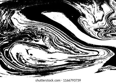 Black and white liquid texture. Hand drawn marbling illustration. Abstract vector background. Monochrome marble pattern.