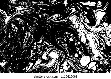 Black and white liquid texture. Marbled illustration. Abstract vector background. Monochrome marble pattern.