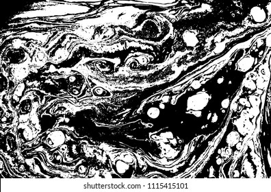 Black and white liquid texture. Marbled illustration. Abstract vector background. Monochrome marble pattern.