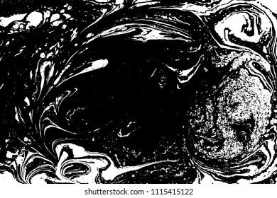 Black and white liquid texture. Marbled illustration. Abstract vector background. Monochrome marble pattern.