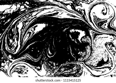 Black and white liquid texture. Marbled illustration. Abstract vector background. Monochrome marble pattern.