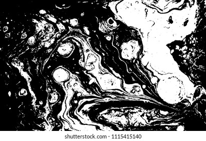 Black and white liquid texture. Marbled illustration. Abstract vector background. Monochrome marble pattern.