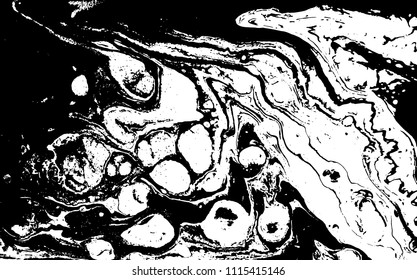 Black and white liquid texture. Marbled illustration. Abstract vector background. Monochrome marble pattern.