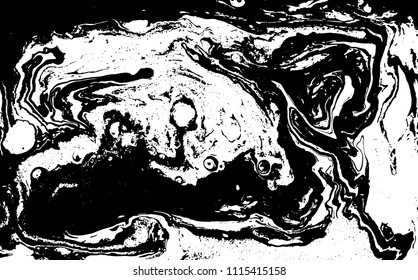 Black and white liquid texture. Marbled illustration. Abstract vector background. Monochrome marble pattern.