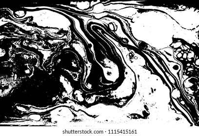 Black and white liquid texture. Marbled illustration. Abstract vector background. Monochrome marble pattern.