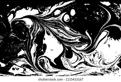 Black and white liquid texture. Marbled illustration. Abstract vector background. Monochrome marble pattern.