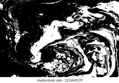 Black and white liquid texture. Marbled illustration. Abstract vector background. Monochrome marble pattern.