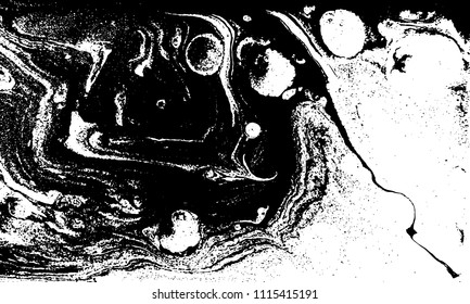 Black and white liquid texture. Marbled illustration. Abstract vector background. Monochrome marble pattern.