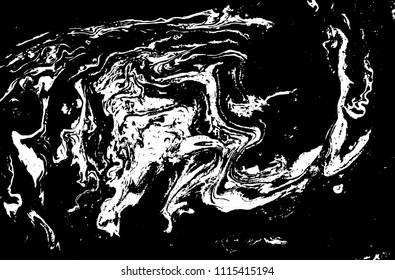 Black and white liquid texture. Marbled illustration. Abstract vector background. Monochrome marble pattern.