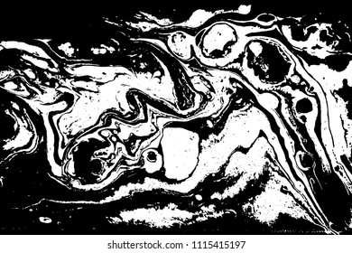 Black and white liquid texture. Marbled illustration. Abstract vector background. Monochrome marble pattern.