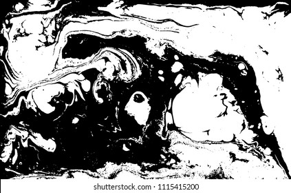 Black and white liquid texture. Marbled illustration. Abstract vector background. Monochrome marble pattern.