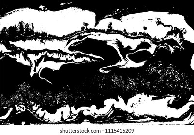 Black and white liquid texture. Marbled illustration. Abstract vector background. Monochrome marble pattern.