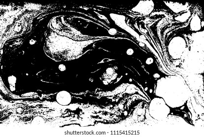 Black and white liquid texture. Marbled illustration. Abstract vector background. Monochrome marble pattern.