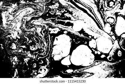 Black and white liquid texture. Marbled illustration. Abstract vector background. Monochrome marble pattern.
