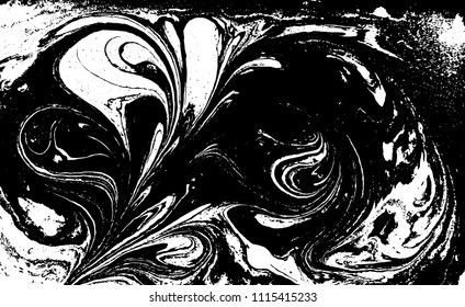 Black and white liquid texture. Marbled illustration. Abstract vector background. Monochrome marble pattern.
