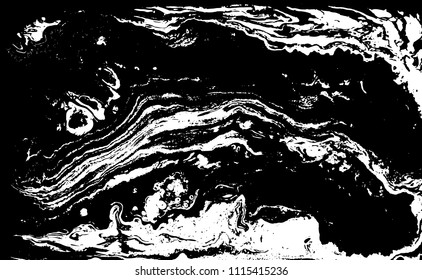 Black and white liquid texture. Marbled illustration. Abstract vector background. Monochrome marble pattern.