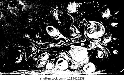 Black and white liquid texture. Marbled illustration. Abstract vector background. Monochrome marble pattern.