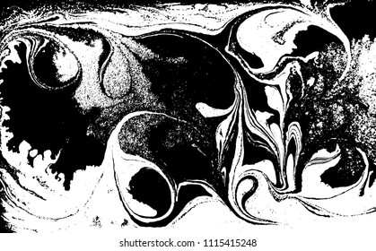 Black and white liquid texture. Marbled illustration. Abstract vector background. Monochrome marble pattern.