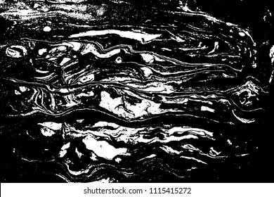 Black and white liquid texture. Marbled illustration. Abstract vector background. Monochrome marble pattern.