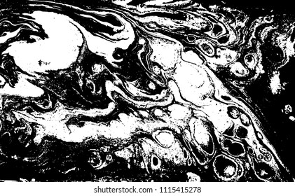 Black and white liquid texture. Marbled illustration. Abstract vector background. Monochrome marble pattern.