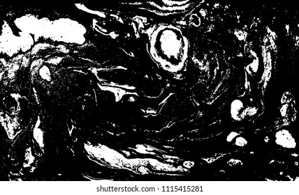 Black and white liquid texture. Marbled illustration. Abstract vector background. Monochrome marble pattern.