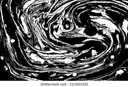 Black and white liquid texture. Marbled illustration. Abstract vector background. Monochrome marble pattern.